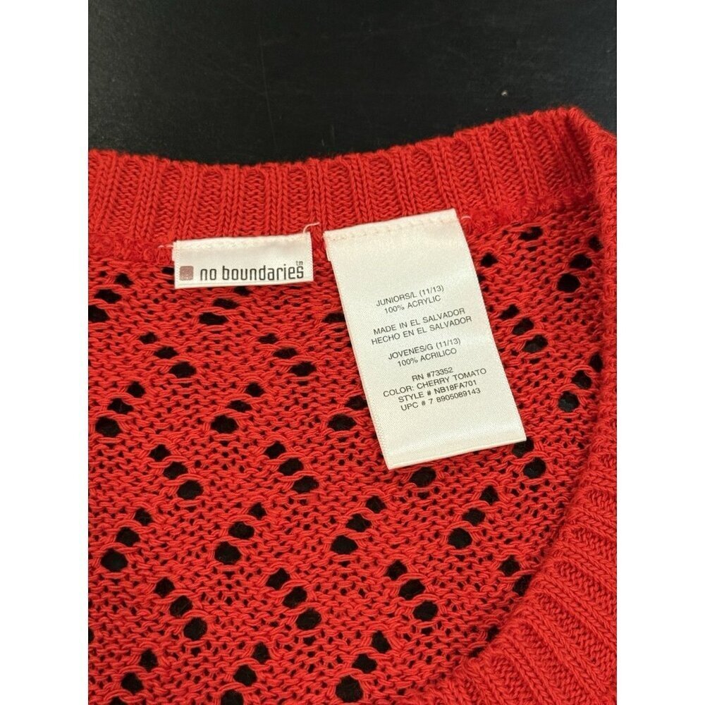Y2K Babydoll Cherry Tomato Red Cardigan Sweater Knit Short Sleeve Womens Medium - Picture 5 of 8